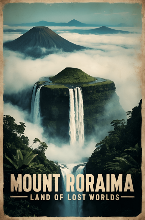 Poster Mount Roraima Vintage Travel Poster – Lost World Adventure
