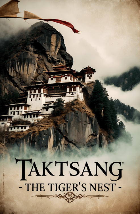 Принти на полотні Tiger’s Nest Vintage Travel Poster – Mystical Beauty of Bhut