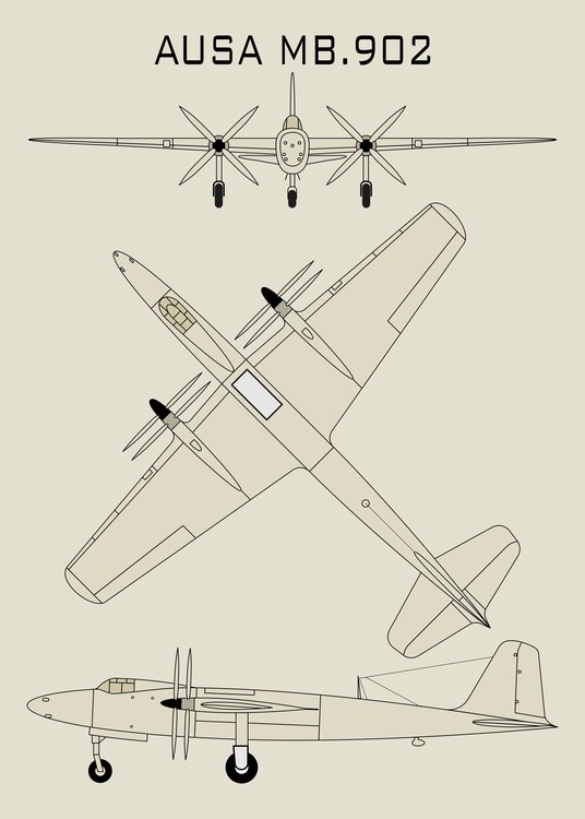Slika na platnu Technical diagram of the AUSA MB.902 airplane