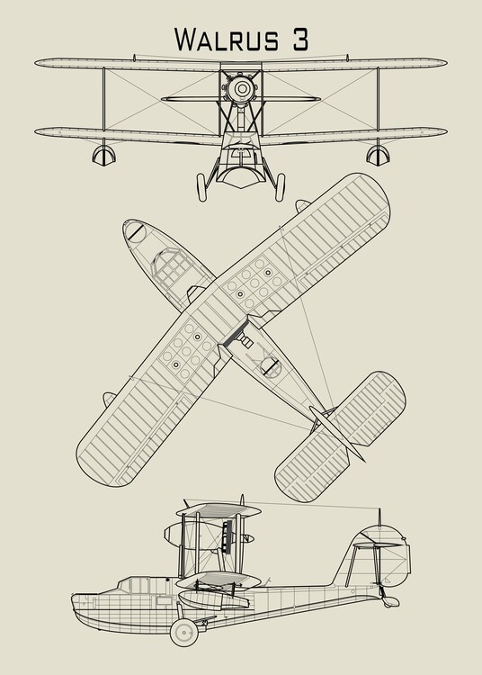Slika na platnu This blueprint depicts the Walrus 3 airplane