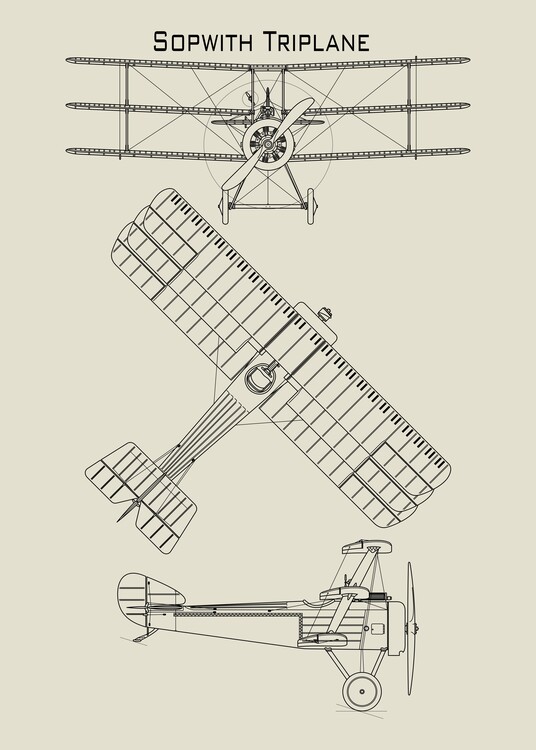 Slika na platnu This blueprint showcases a Sopwith Triplane