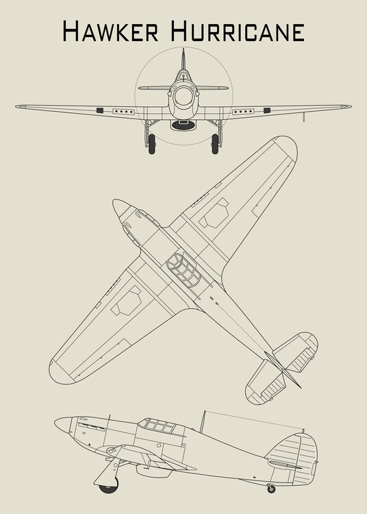 Póster This blueprint depicts a Hawker Hurricane