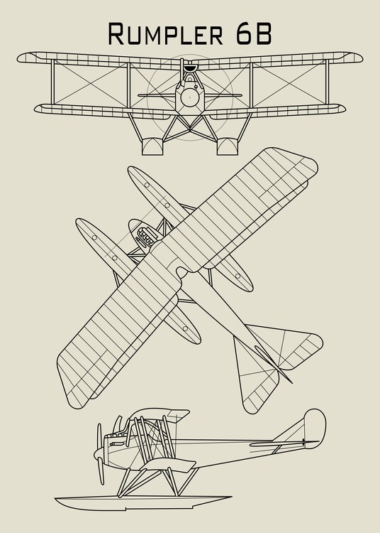 Póster This blueprint depicts the Rumpler 6B