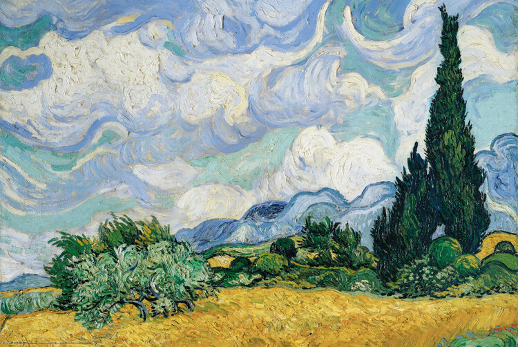 Poster Wheatfield with Cypresses, 1889