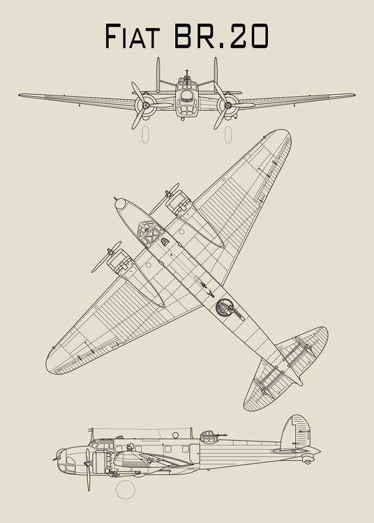 Póster This technical drawing depicts the Fiat BR.20