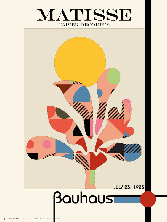Poster Matisse papier decoupes with abstract colorful Bauhaus pattern 