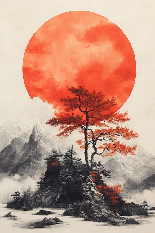 Poster Serenity Under the Crimson Sun
