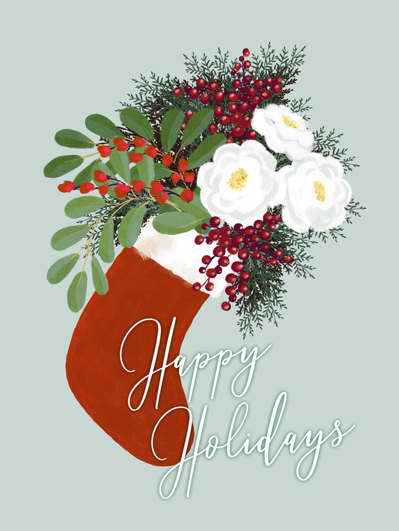 Poster Floral Christmas stocking