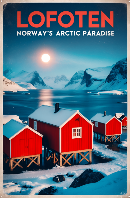 Poster Lofoten Islands Vintage Travel Poster – Arctic Paradise