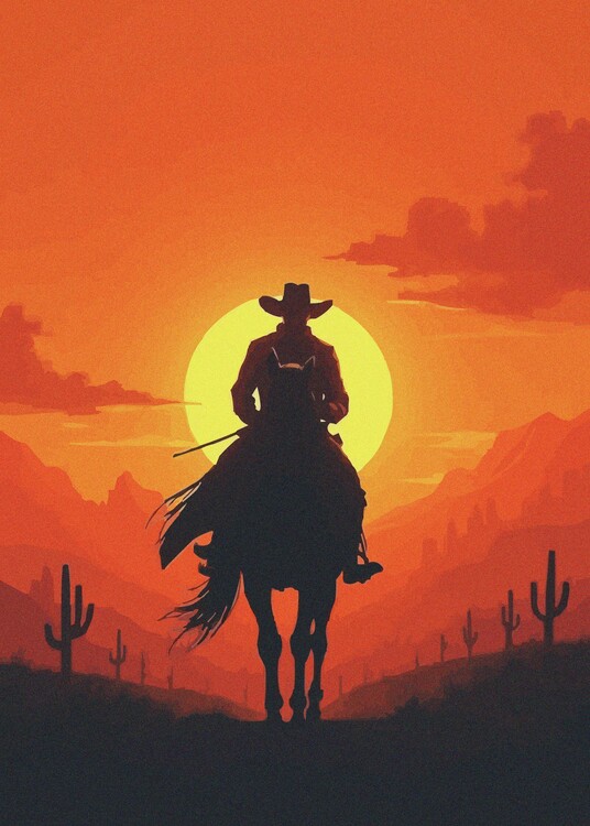 Poster Sunset Western Red