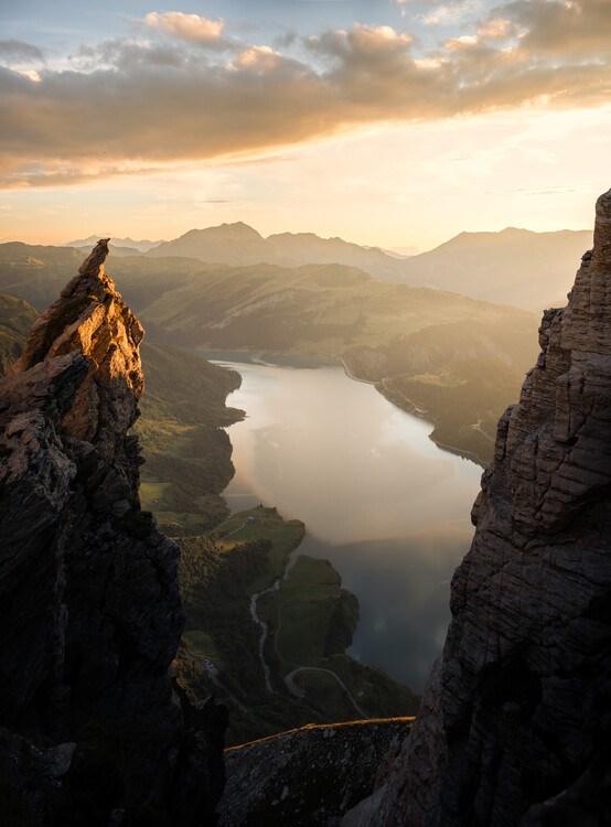 Плакат Lac de Roselend at sunset
