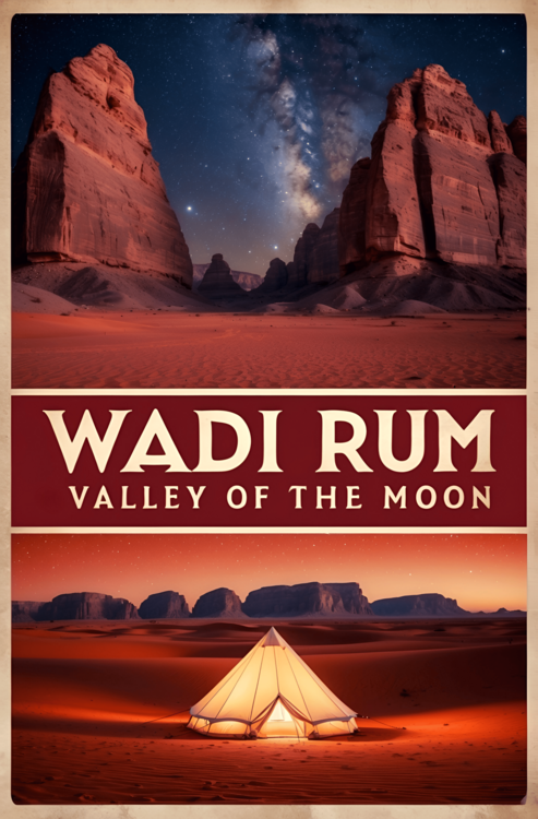 Αφίσα Wadi Rum Vintage Travel Poster – Valley of the Moon