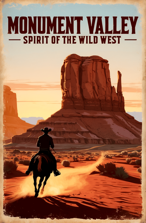 Poster Monument Valley Vintage Travel Poster – Spirit of the Wild W