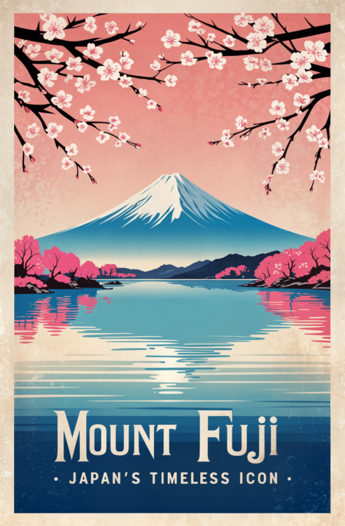 Αφίσα Mount Fuji Vintage Travel Poster - Land of Blossoms
