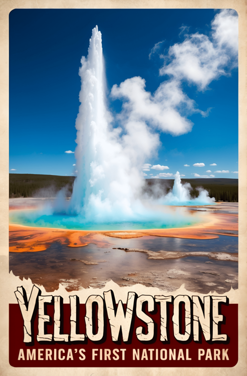 Αφίσα Yellowstone Vintage Travel Poster - America's Beauty Park