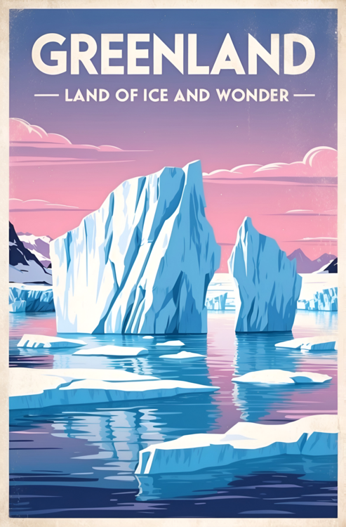 Αφίσα Vintage Travel Poster - Greenland's Land of Ice and Wonder