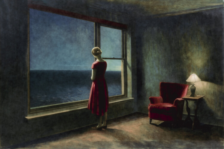 Плакат Room with a sea view inspired by Edward Hopper