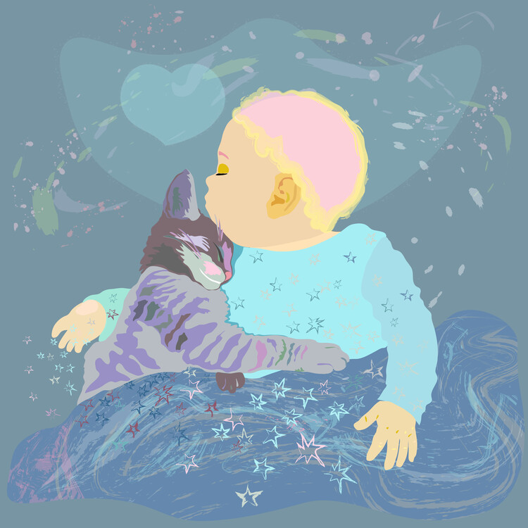 Плакат Cat and baby