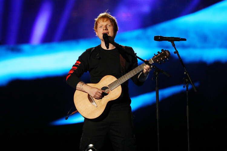 Poster Ed Sheeran on stage during Global Citizen Live