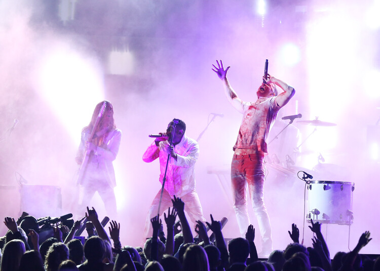 Poster Kendrick Lamar and singer Dan Reynolds of Imagine Dragons at 56th GRAMMY Awards