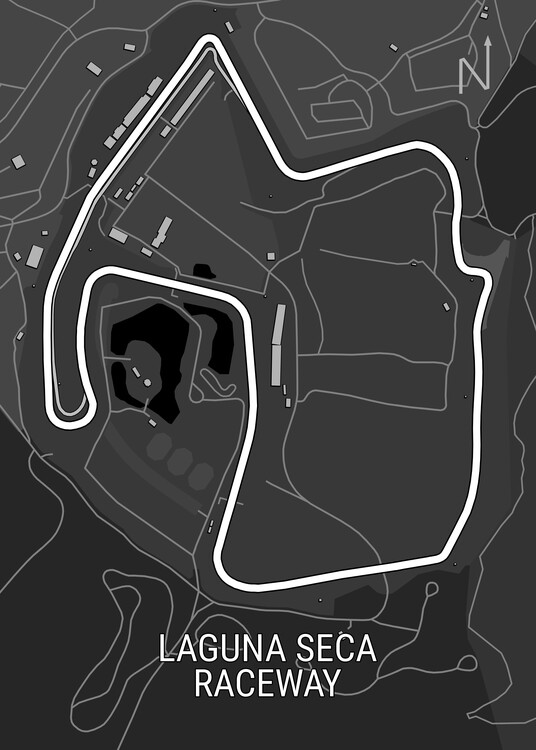 Плакат Detailed map of the Laguna Seca Raceway, California