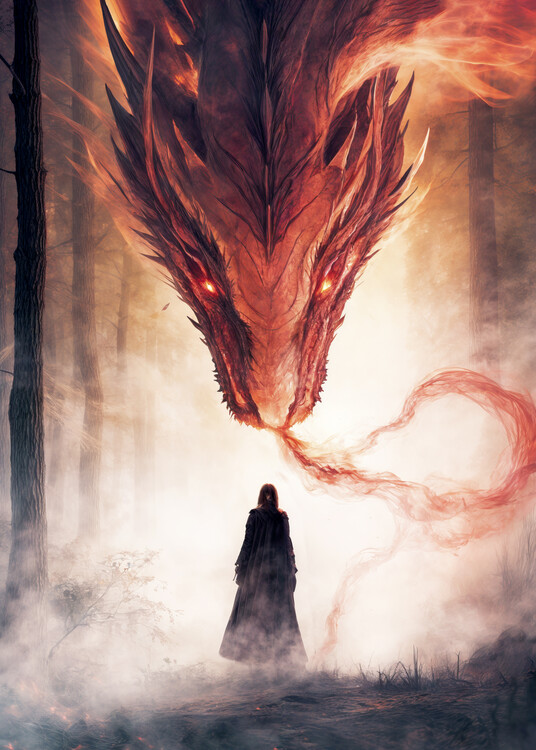 Poster Fantasy Magic Dragon Illustration