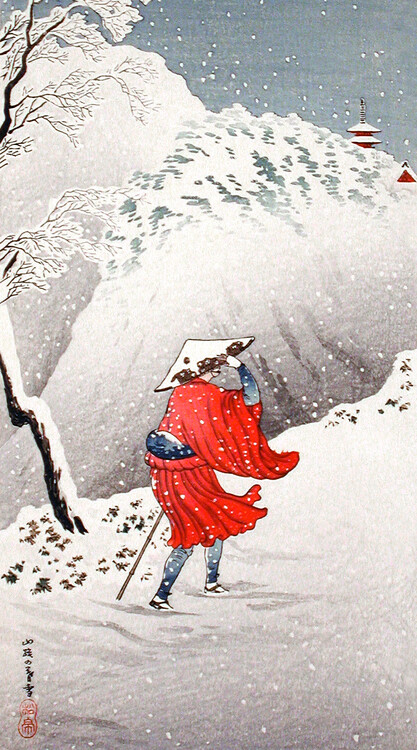 Плакат Snowy Evening on a Mountain Path