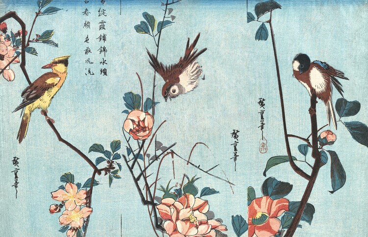 Poster Japanese birds and flowers (1833)