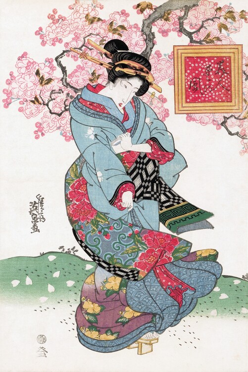 Levně Plakát, Obraz - Japanese woman (1828) vintage woodblock print by Keisai Eisen, 26.7 × 40 cm