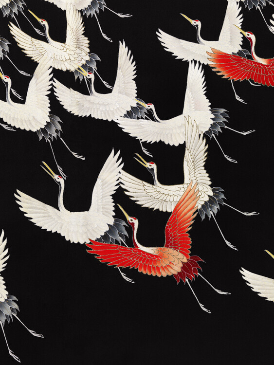 Wall Mural Furisode with a Myriad of Flying Cranes