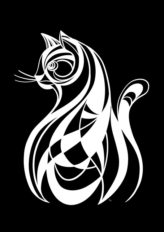 Póster White Mosaic Cat