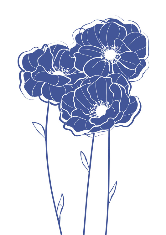 Plakát Blue Poppy Flowers
