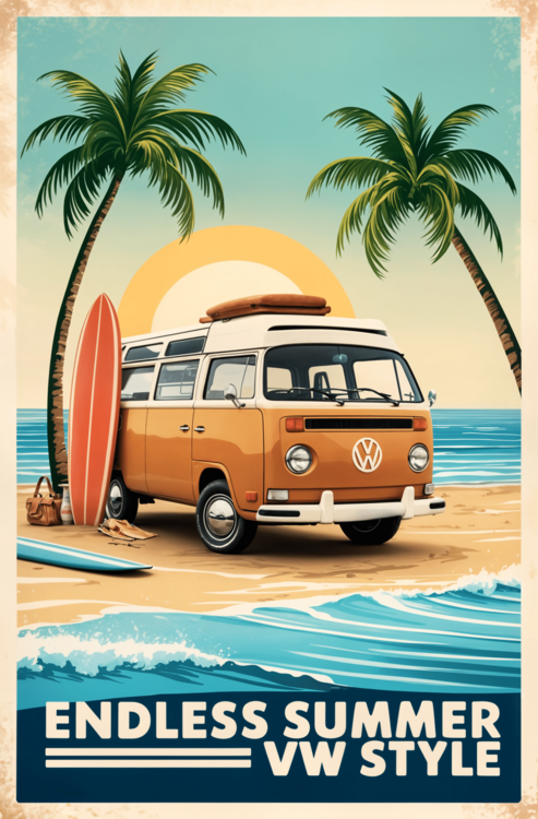 Plakat VW Campervan Poster: 1970s Endless Summer