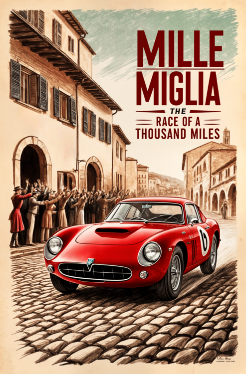 Poster Relive the Mille Miglia: Retro Italian Racing Art