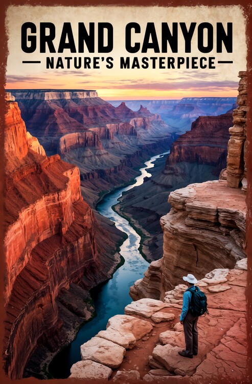 Αφίσα Grand Canyon Poster: Vintage National Park Artwork