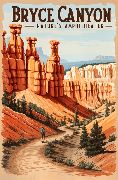 Αφίσα Bryce Canyon Poster: Vintage National Park Art