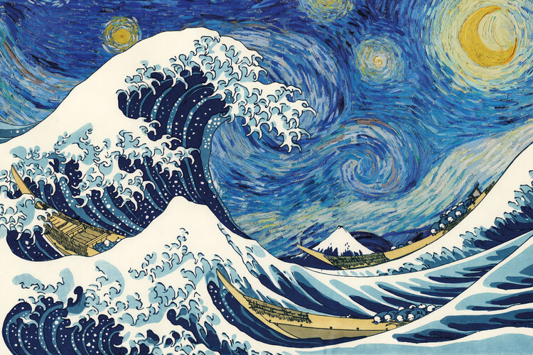 Poster Hokusai ft. van Gogh - The Great Wave