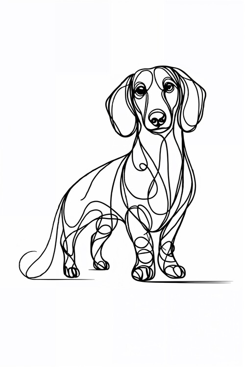 Poster Dachshund Dog Line Art Drawing