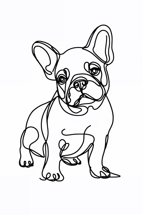 Poster French Bulldog Dog Line Art Drawing