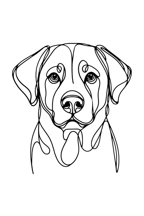 Poster Labrador Dog Line Art Drawing