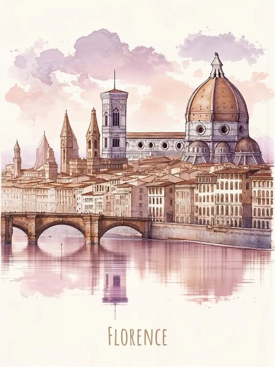 Plakát Florence Abstract Modern City Sketch