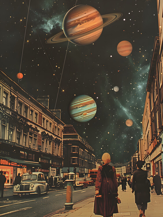 Poster London Street Sci-fi Collage Art