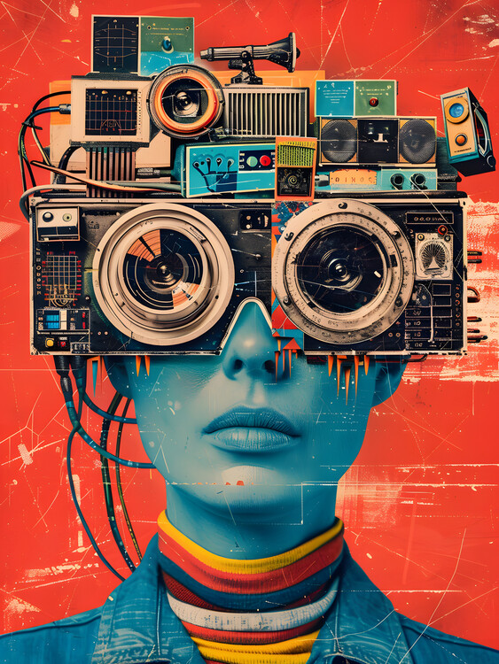 Poster Cyber Hear Collage Art