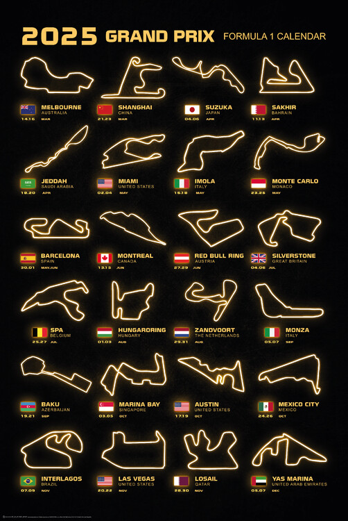 Poster Formula 1 Season Calendar 2025