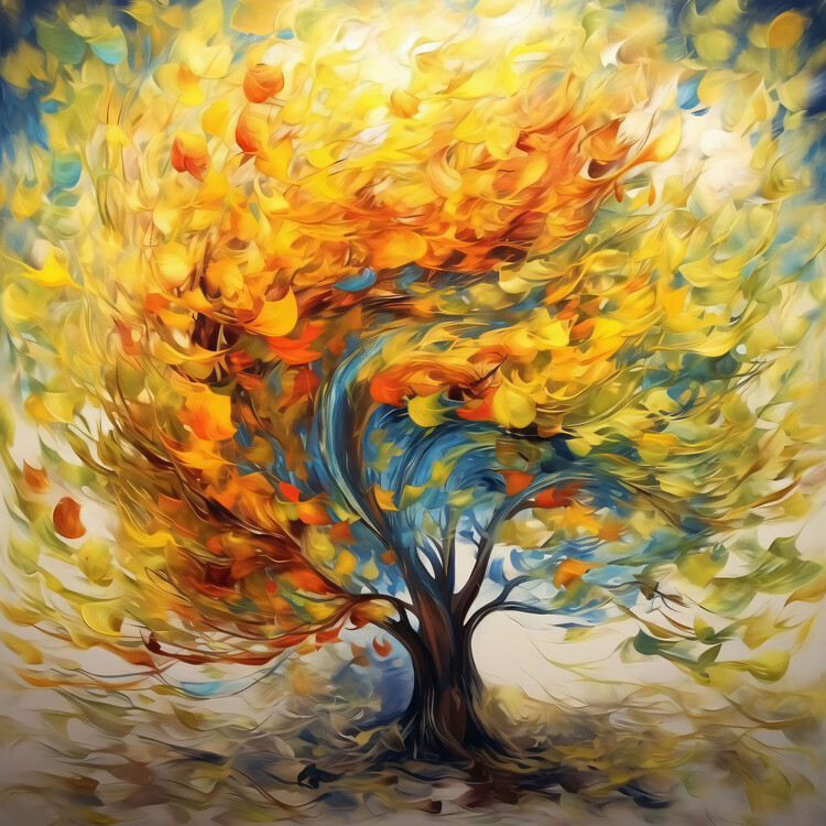 Αφίσα Abstract Leafy Tree in Alcohol Ink Tints