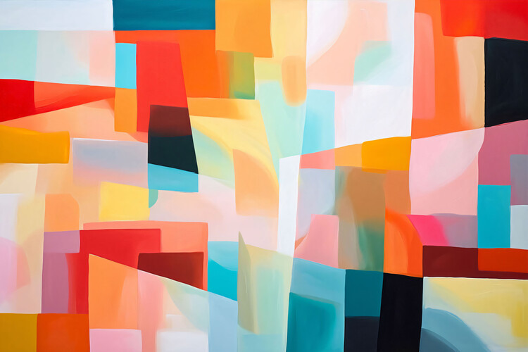Αφίσα Minimalist Bold Oil Painting, Geometric abstract canvas