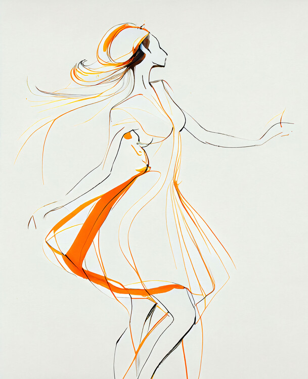 Плакат Minimaliste dancing woman in Ewa Hauton style