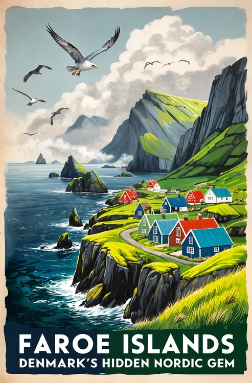 Αφίσα Vintage Travel Poster Faroe Islands: Denmark's Hidden Nordic