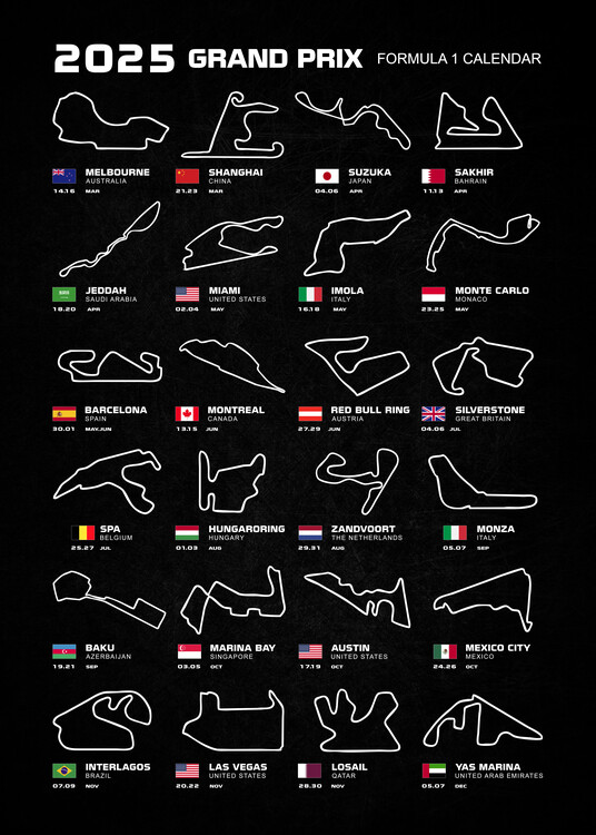 Poster Formula 1 Season Calendar 2025 II