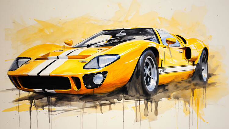 Plakát Artwork of a Modern Yellow Sports Car